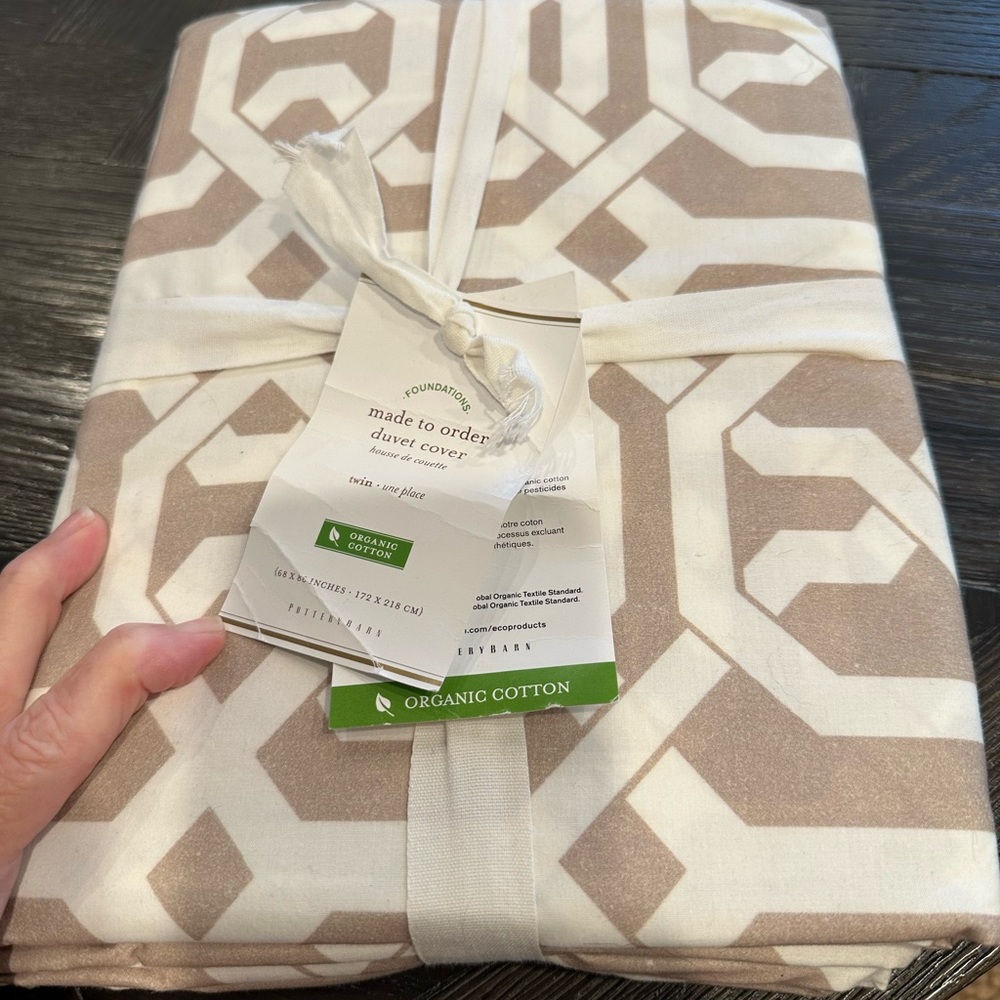 Pottery barn, twin, duvet, cover, organic cotton NEW
